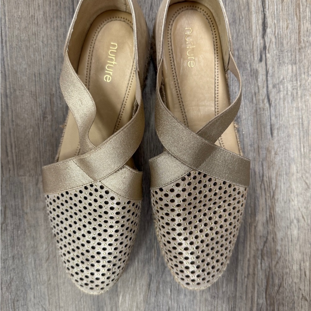 Nurture by Lamaze Women's Gold Perforated Flats